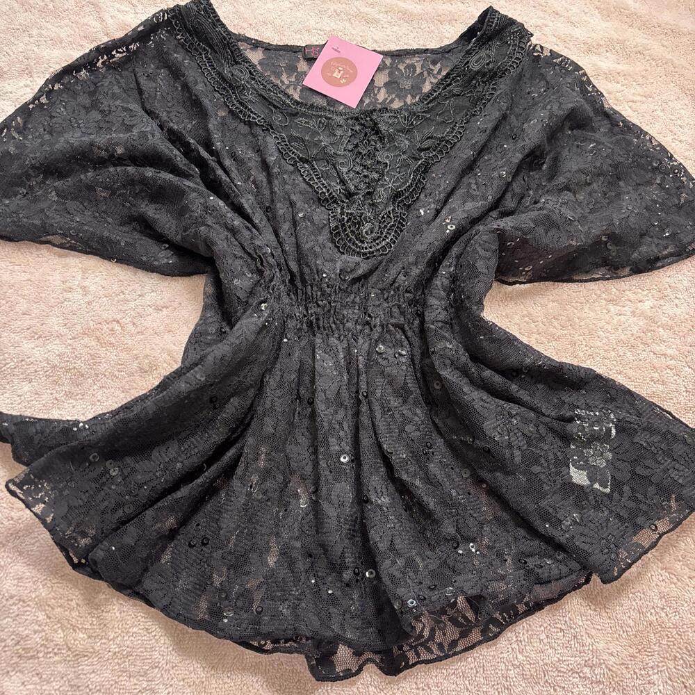 y2k grunge beaded lace‎ blouse - Picture 2 of 6